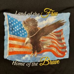 Graphic T-Shirt Mens Large Land Of The Free Home Of The Brave Flag Eagle
